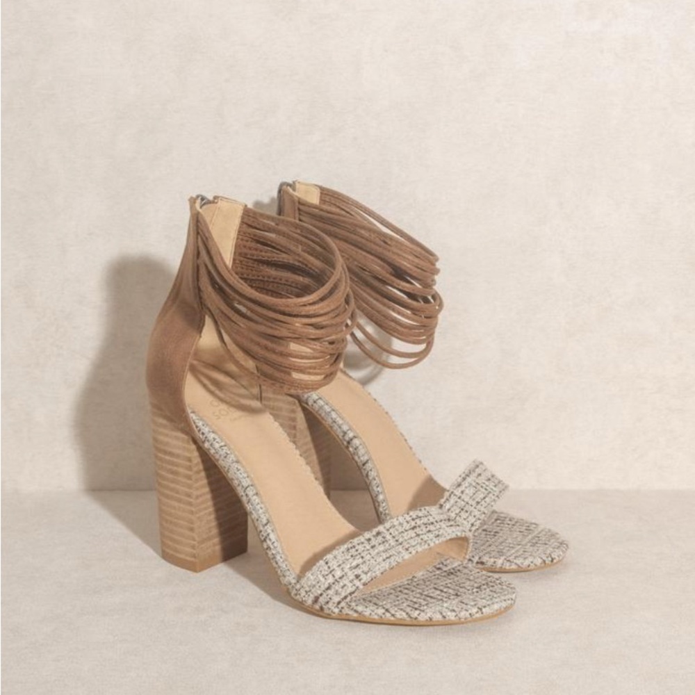 🌸OASIS SOCIETY TWEED BLAIR BLOCK HEELS